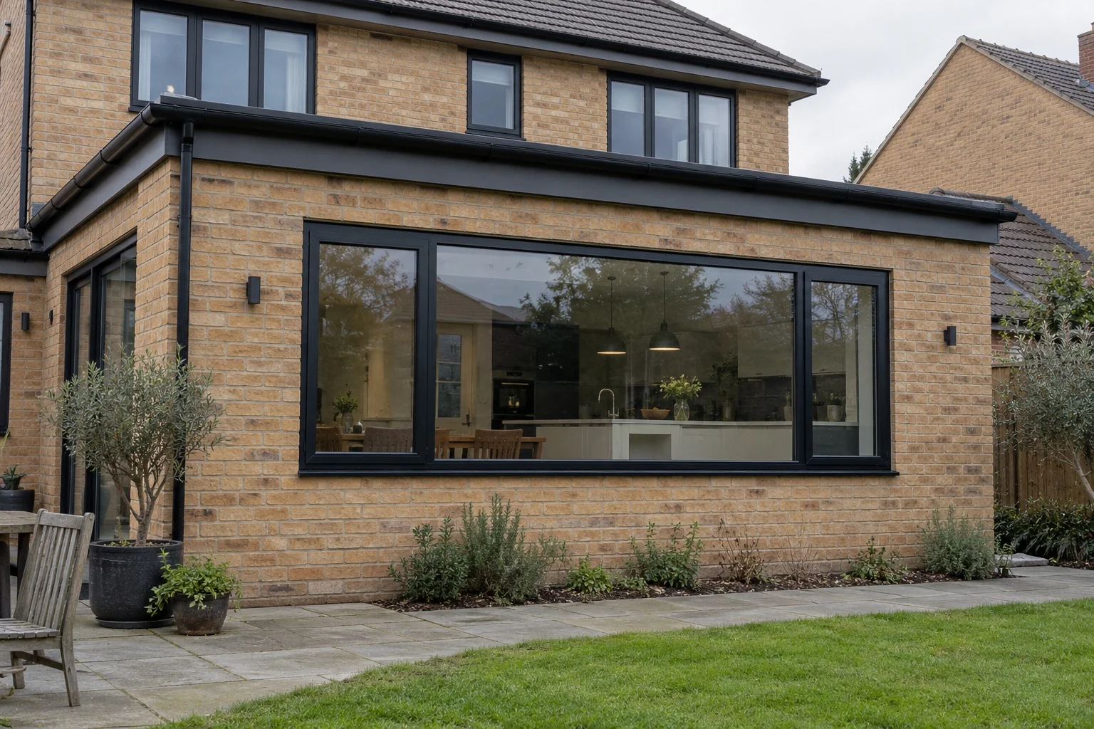 Window inspiration 5: 03 Black RAL9005 Contemporary Three Light Fixed Centre Side Casements Clear Glazing