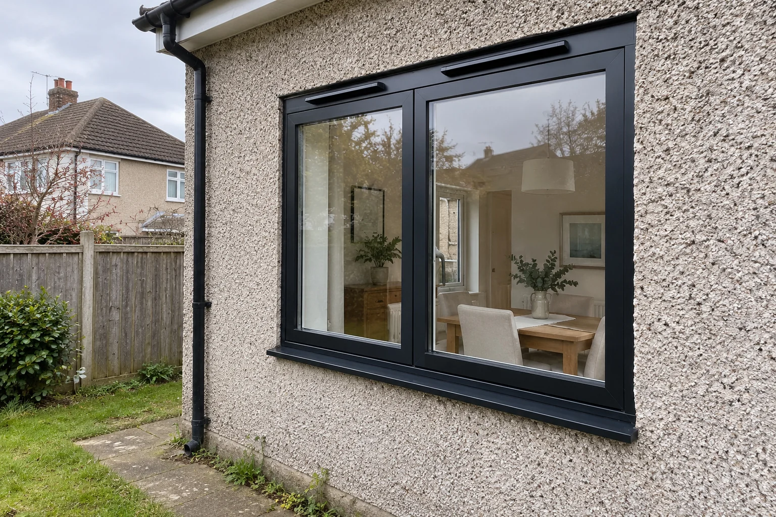 Window inspiration 8: 11 Anthracite Twin Casement Pebbledash Semi