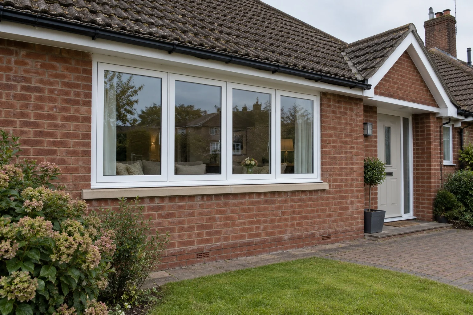 Flush sash uPVC window example on a UK property