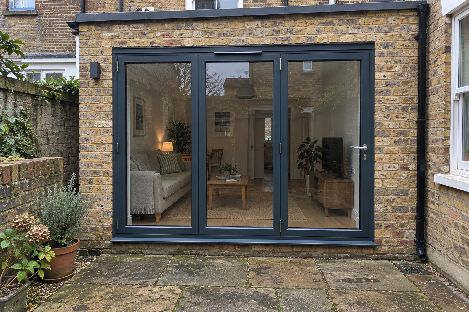 Bifold door inspiration: Anthracite · yellow brick