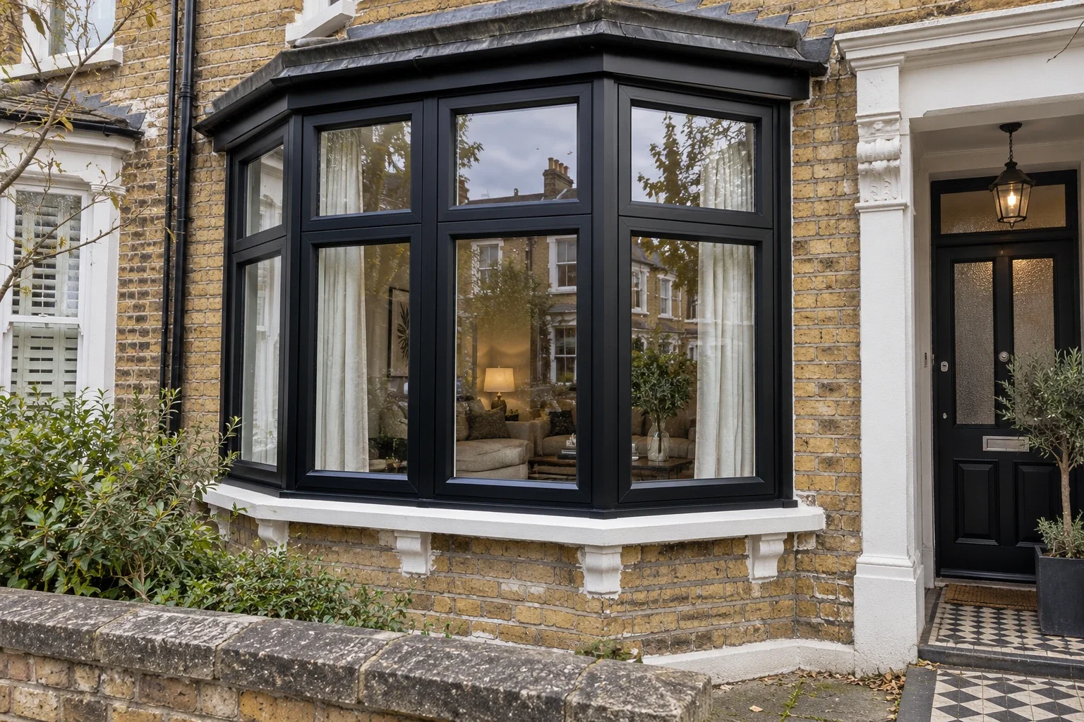 Window inspiration 15: 22 Black Aluminium Faceted Bay Stockbrick Terrace