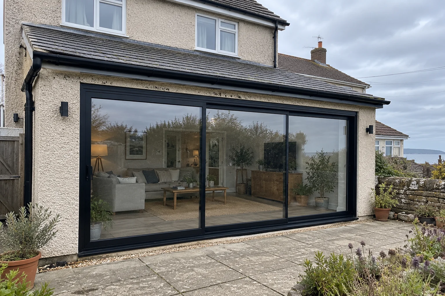 Sliding patio doors: Coastal cottage