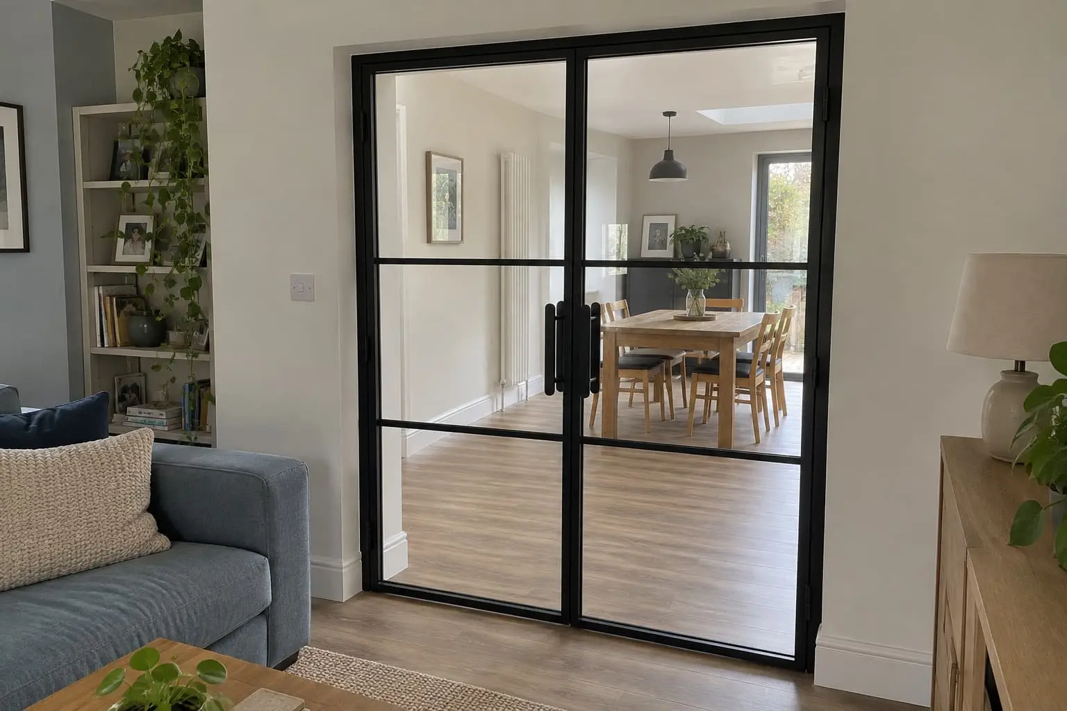 Slimline interior aluminium glazed doors and partitions
